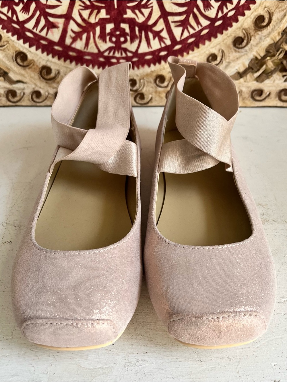 Janie and Jack girls pink shimmer ballet flats ballerina 3 k